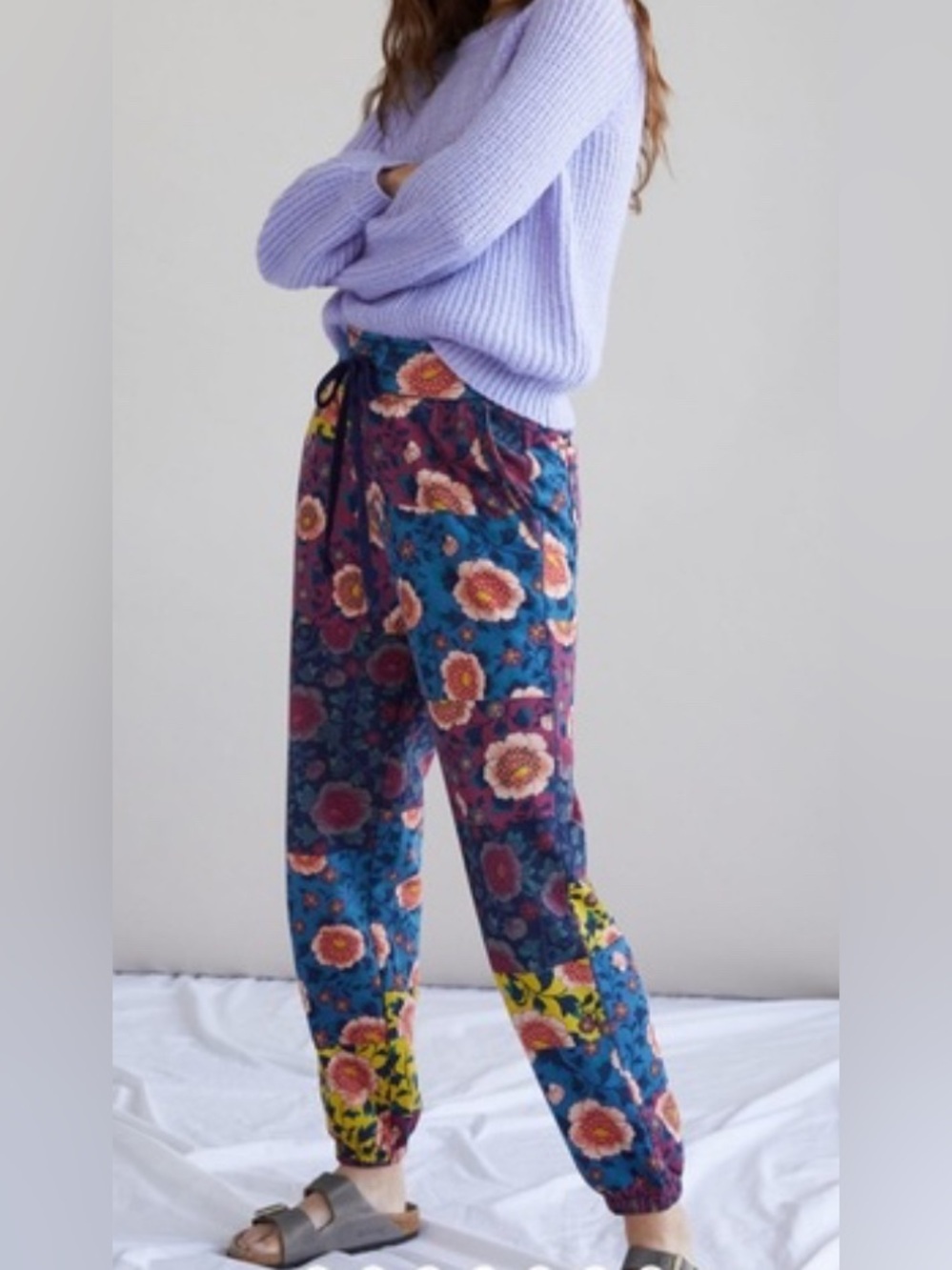 Anthropologie Saturday Sunday multicolor floral drawstring jogger pants.